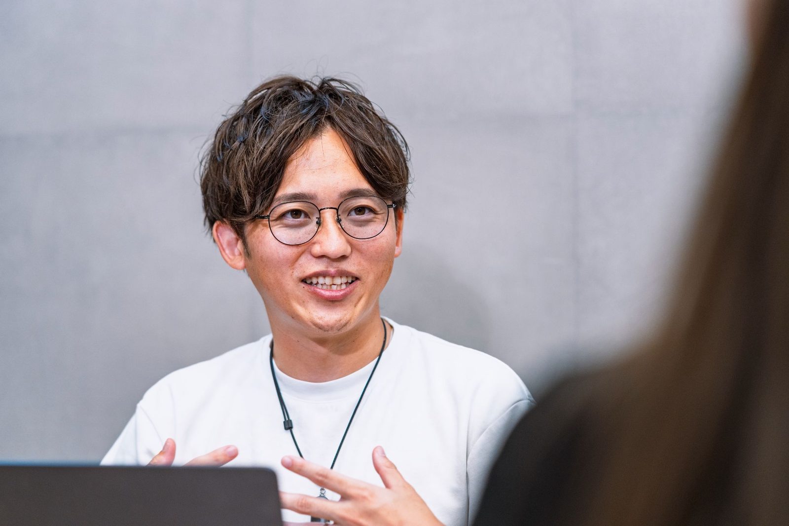 取材に答える代表 中野谷一貴